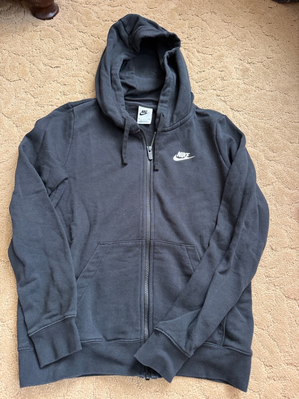 Nike Black Full-Zip Hoodie with White Swoosh